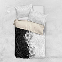 Hawaii Hibiscus Flowers Bedding Set Grayscale Polynesian Pattern LT05 US Twin 172cm x 218cm Black - Polynesian Pride
