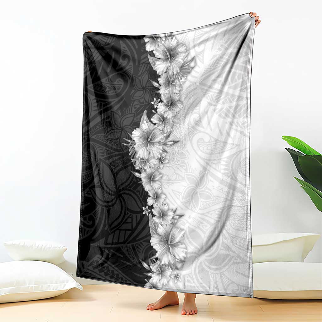 Hawaii Hibiscus Flowers Blanket Grayscale Polynesian Pattern LT05 - Polynesian Pride