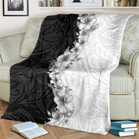Hawaii Hibiscus Flowers Blanket Grayscale Polynesian Pattern LT05 - Polynesian Pride