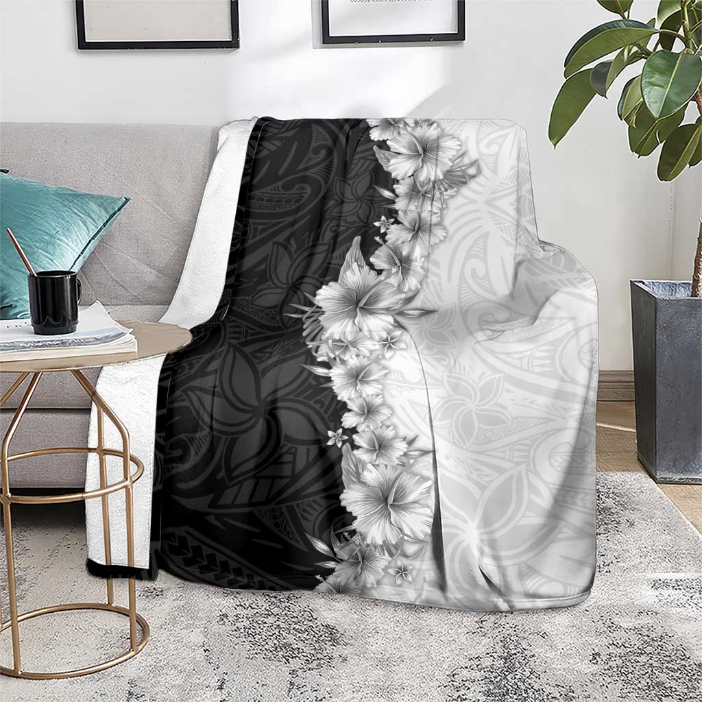 Hawaii Hibiscus Flowers Blanket Grayscale Polynesian Pattern LT05 - Polynesian Pride
