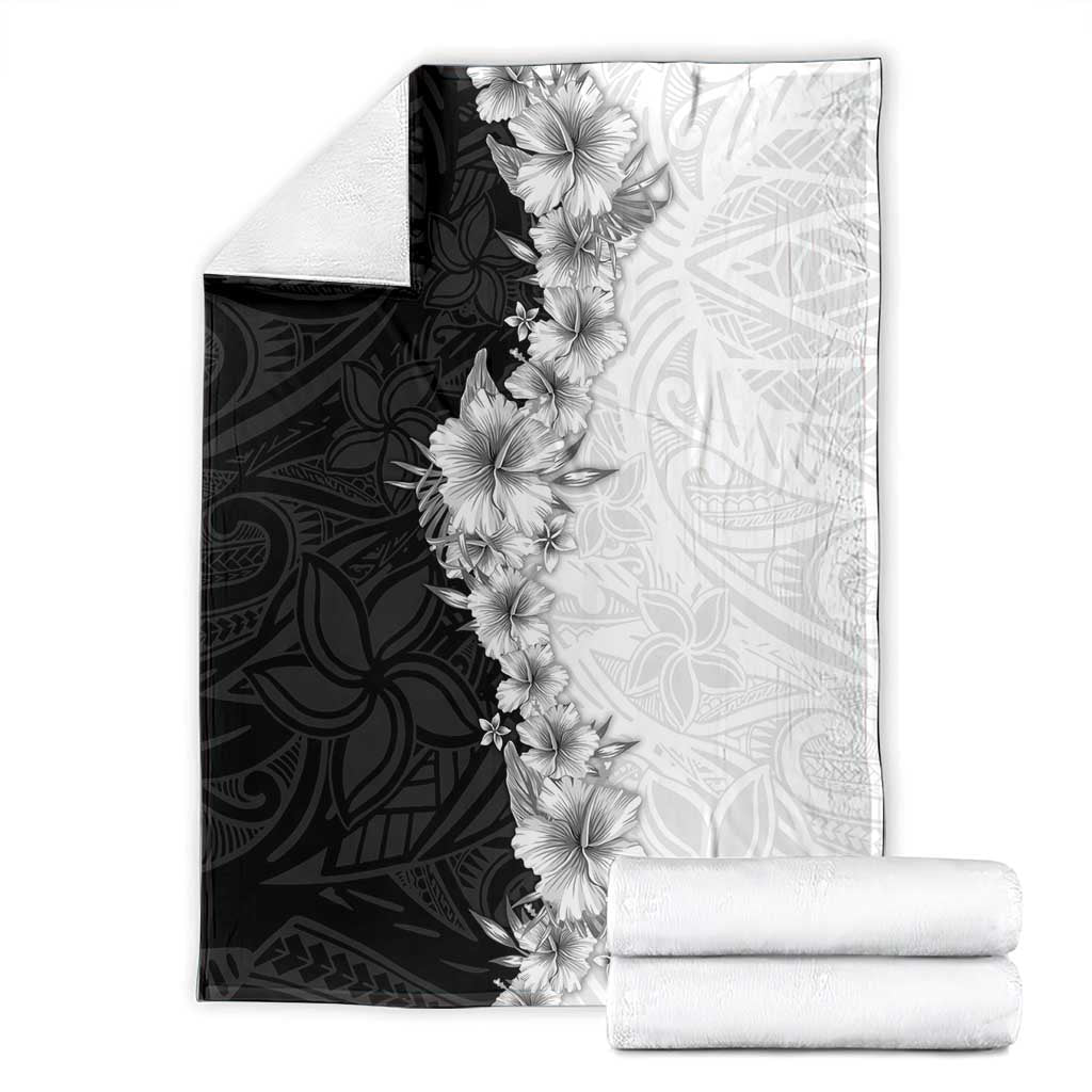 Hawaii Hibiscus Flowers Blanket Grayscale Polynesian Pattern LT05 - Polynesian Pride