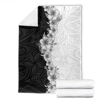 Hawaii Hibiscus Flowers Blanket Grayscale Polynesian Pattern LT05 - Polynesian Pride