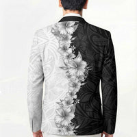 Hawaii Hibiscus Flowers Blazer Grayscale Polynesian Pattern LT05 - Polynesian Pride