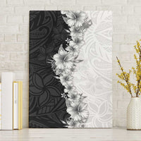 Hawaii Hibiscus Flowers Canvas Wall Art Grayscale Polynesian Pattern LT05 Without Frame Black - Polynesian Pride