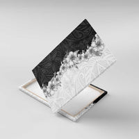 Hawaii Hibiscus Flowers Canvas Wall Art Grayscale Polynesian Pattern LT05 With Frame Black - Polynesian Pride