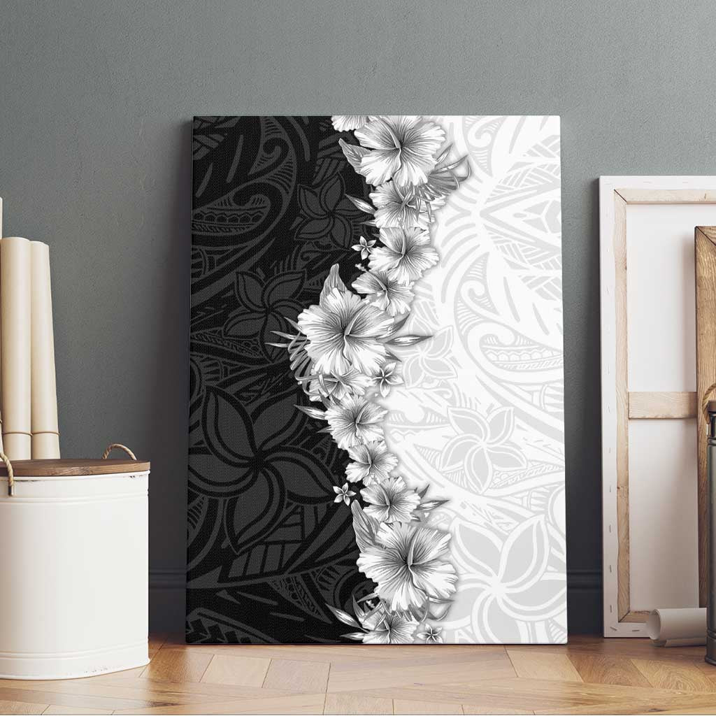 Hawaii Hibiscus Flowers Canvas Wall Art Grayscale Polynesian Pattern LT05 - Polynesian Pride