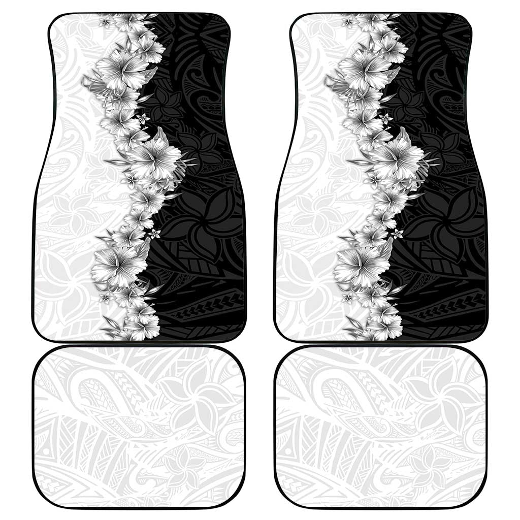 Hawaii Hibiscus Flowers Car Mats Grayscale Polynesian Pattern LT05 - Polynesian Pride