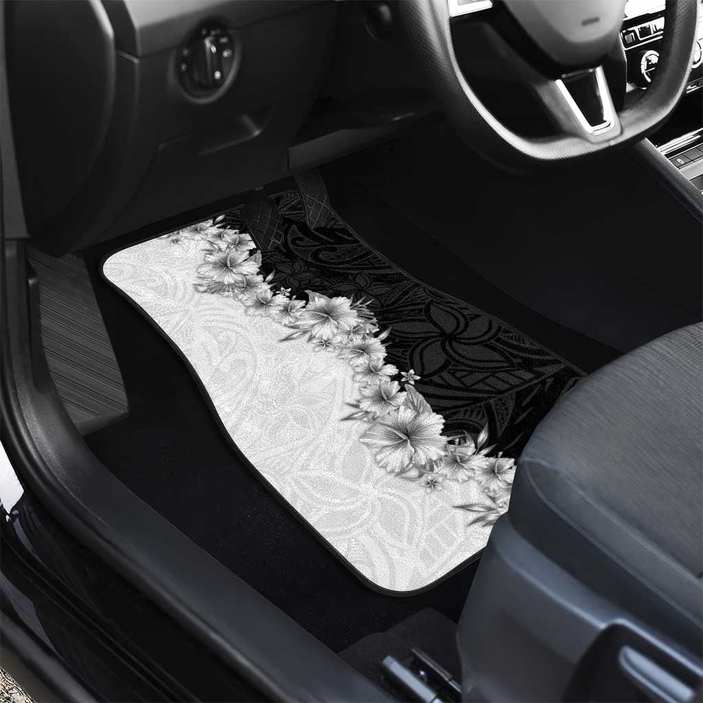 Hawaii Hibiscus Flowers Car Mats Grayscale Polynesian Pattern LT05 - Polynesian Pride