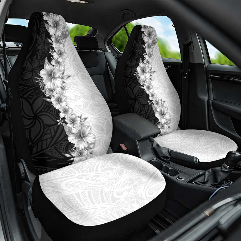 Hawaii Hibiscus Flowers Car Seat Cover Grayscale Polynesian Pattern LT05 One Size Black - Polynesian Pride