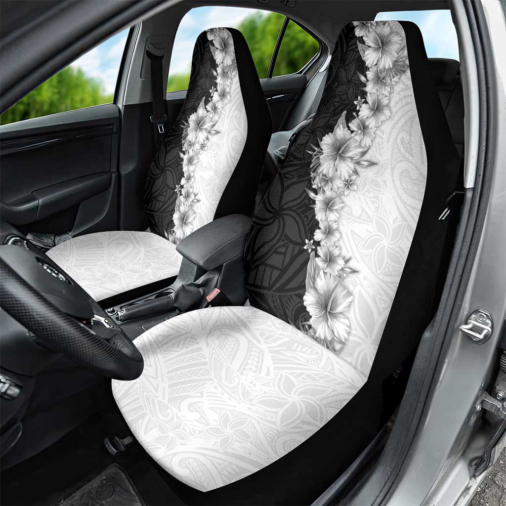 Hawaii Hibiscus Flowers Car Seat Cover Grayscale Polynesian Pattern LT05 - Polynesian Pride