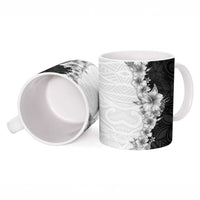 Hawaii Hibiscus Flowers Ceramic Mug Grayscale Polynesian Pattern LT05 - Polynesian Pride