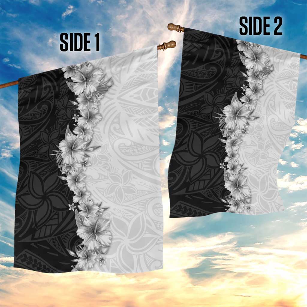 Hawaii Hibiscus Flowers Garden Flag Grayscale Polynesian Pattern LT05 - Polynesian Pride