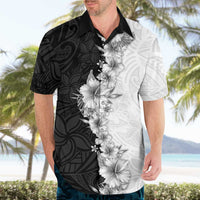 Hawaii Hibiscus Flowers Hawaiian Shirt Grayscale Polynesian Pattern LT05 - Polynesian Pride