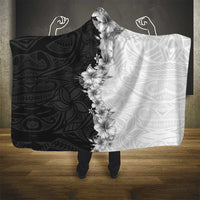 Hawaii Hibiscus Flowers Hooded Blanket Grayscale Polynesian Pattern LT05 - Polynesian Pride