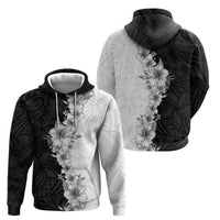 Hawaii Hibiscus Flowers Hoodie Grayscale Polynesian Pattern LT05 - Polynesian Pride