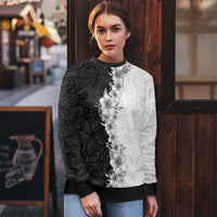 Hawaii Hibiscus Flowers Ugly Christmas Sweater Grayscale Polynesian Pattern LT05 - Polynesian Pride