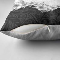 Hawaii Hibiscus Flowers Pillow Cover Grayscale Polynesian Pattern LT05 - Polynesian Pride