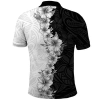 Hawaii Hibiscus Flowers Polo Shirt Grayscale Polynesian Pattern LT05 - Polynesian Pride