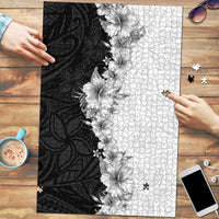 Hawaii Hibiscus Flowers Puzzle Grayscale Polynesian Pattern LT05 Black - Polynesian Pride