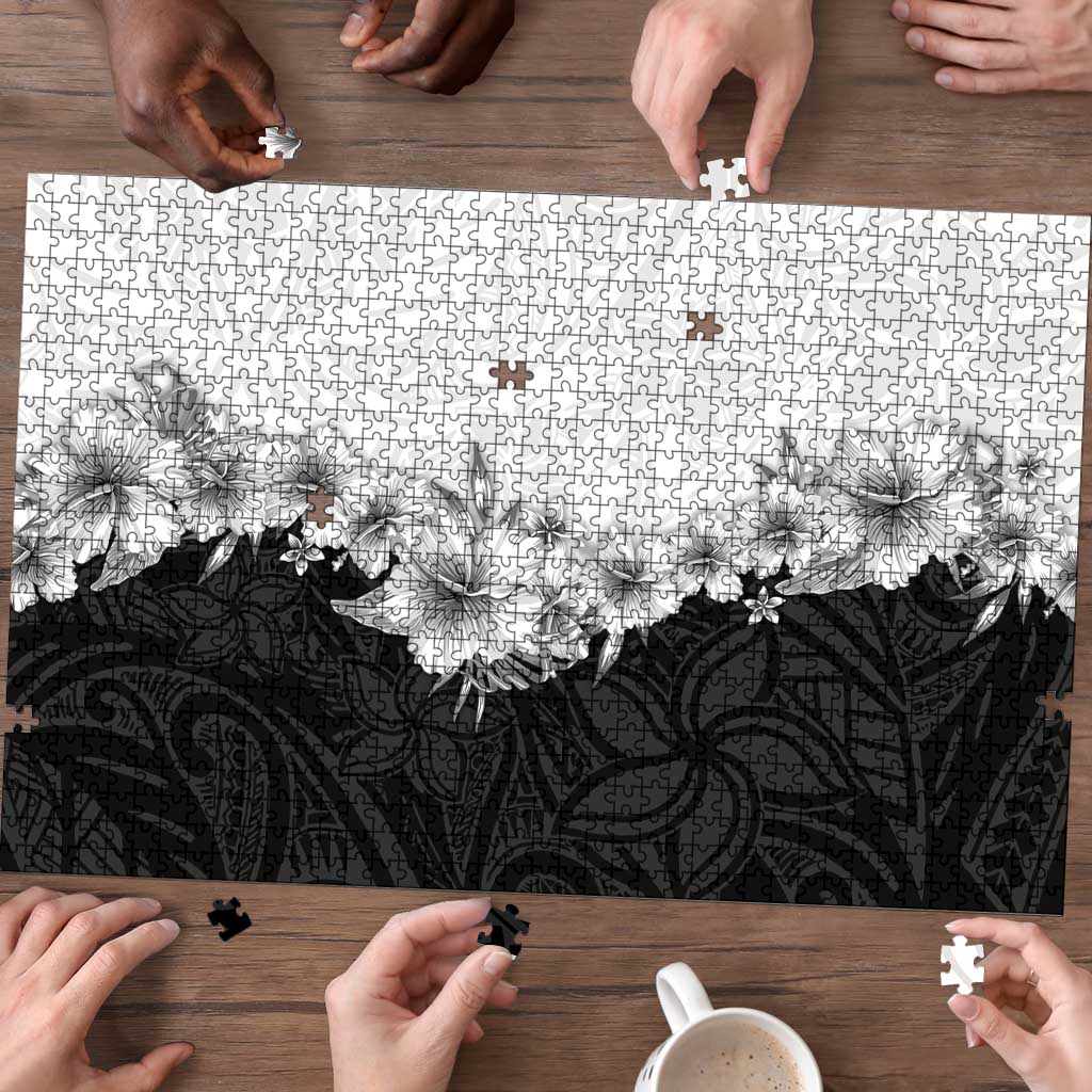 Hawaii Hibiscus Flowers Puzzle Grayscale Polynesian Pattern LT05 - Polynesian Pride