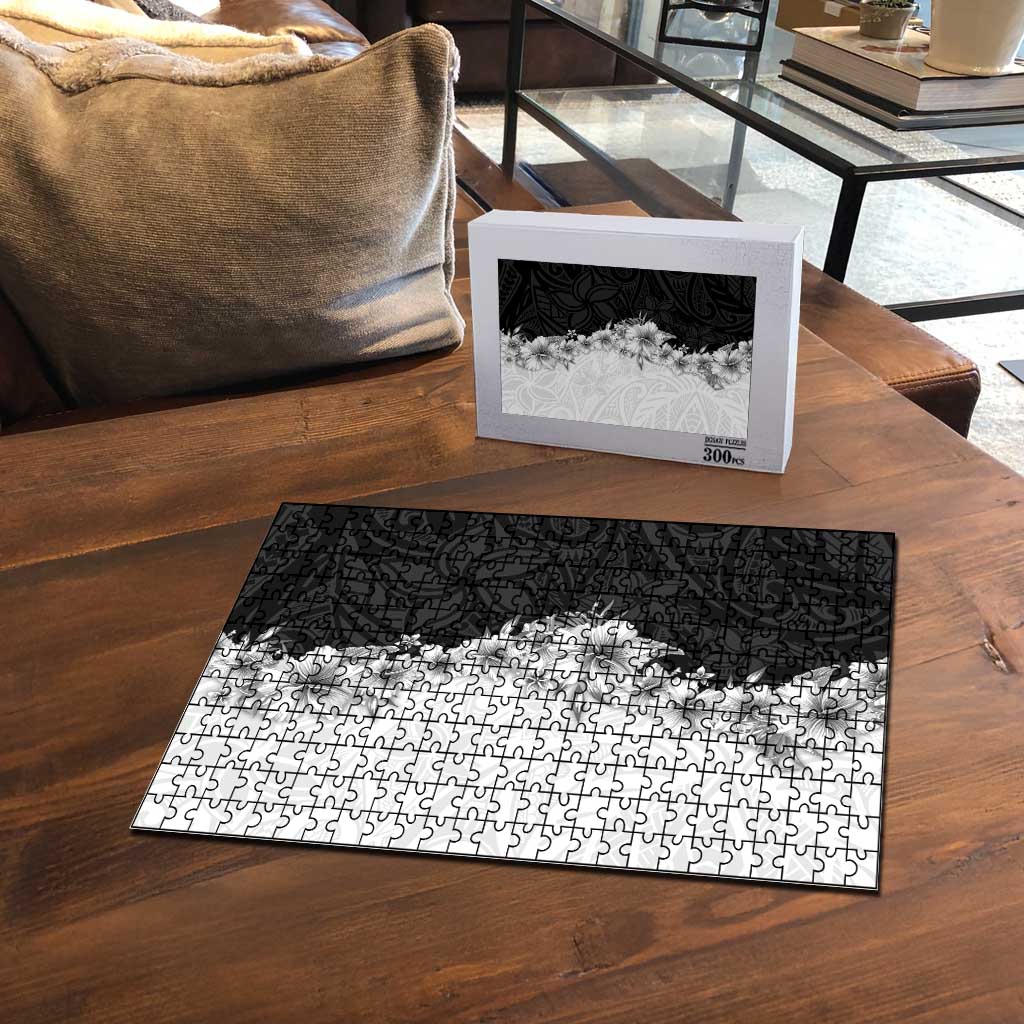 Hawaii Hibiscus Flowers Puzzle Grayscale Polynesian Pattern LT05 - Polynesian Pride