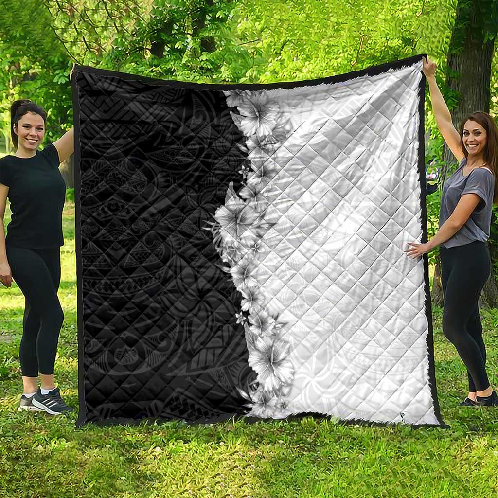 Hawaii Hibiscus Flowers Quilt Grayscale Polynesian Pattern LT05 - Polynesian Pride