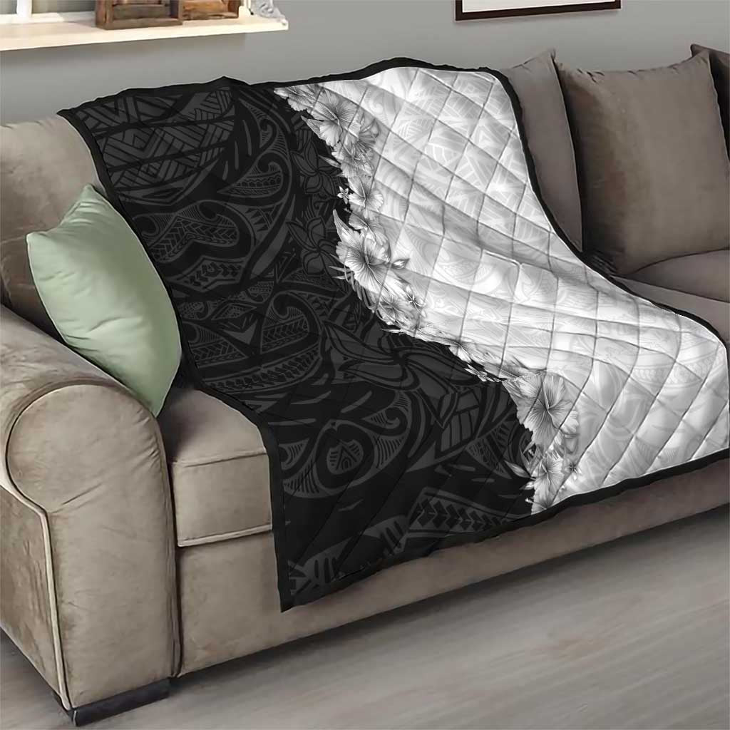Hawaii Hibiscus Flowers Quilt Grayscale Polynesian Pattern LT05 - Polynesian Pride
