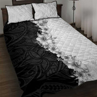 Hawaii Hibiscus Flowers Quilt Bed Set Grayscale Polynesian Pattern LT05 Black - Polynesian Pride