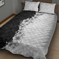 Hawaii Hibiscus Flowers Quilt Bed Set Grayscale Polynesian Pattern LT05 - Polynesian Pride