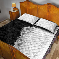 Hawaii Hibiscus Flowers Quilt Bed Set Grayscale Polynesian Pattern LT05 - Polynesian Pride