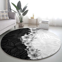 Hawaii Hibiscus Flowers Round Carpet Grayscale Polynesian Pattern LT05 - Polynesian Pride