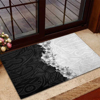 Hawaii Hibiscus Flowers Rubber Doormat Grayscale Polynesian Pattern LT05 - Polynesian Pride
