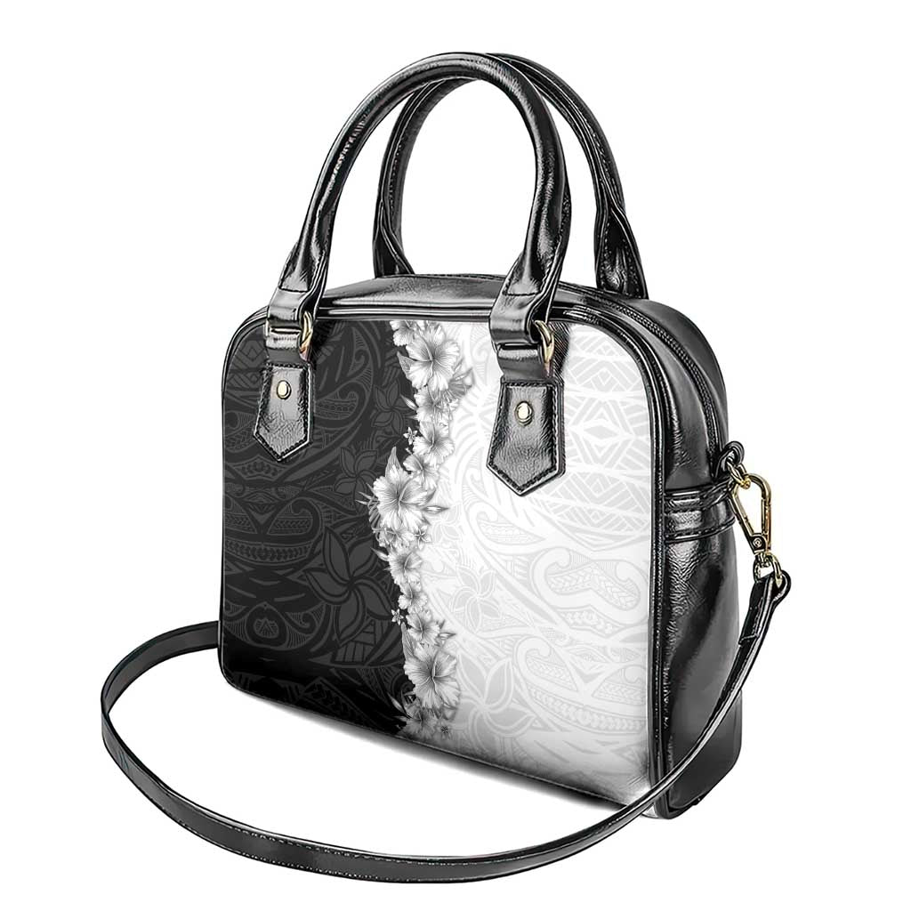 Hawaii Hibiscus Flowers Shoulder Handbag Grayscale Polynesian Pattern LT05 - Polynesian Pride