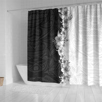 Hawaii Hibiscus Flowers Shower Curtain Grayscale Polynesian Pattern LT05 - Polynesian Pride