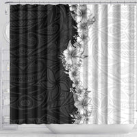 Hawaii Hibiscus Flowers Shower Curtain Grayscale Polynesian Pattern LT05 - Polynesian Pride