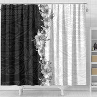 Hawaii Hibiscus Flowers Shower Curtain Grayscale Polynesian Pattern LT05 - Polynesian Pride