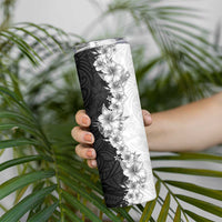 Hawaii Hibiscus Flowers Skinny Tumbler Grayscale Polynesian Pattern LT05 - Polynesian Pride