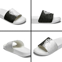 Hawaii Hibiscus Flowers Slide Sandals Grayscale Polynesian Pattern LT05 - Polynesian Pride