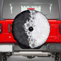 Hawaii Hibiscus Flowers Spare Tire Cover Grayscale Polynesian Pattern LT05 - Polynesian Pride