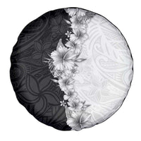 Hawaii Hibiscus Flowers Spare Tire Cover Grayscale Polynesian Pattern LT05 - Polynesian Pride