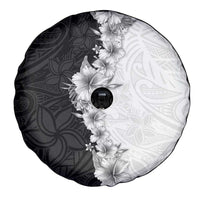 Hawaii Hibiscus Flowers Spare Tire Cover Grayscale Polynesian Pattern LT05 - Polynesian Pride