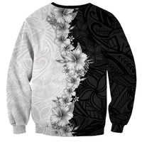 Hawaii Hibiscus Flowers Sweatshirt Grayscale Polynesian Pattern LT05 - Polynesian Pride