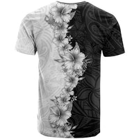 Hawaii Hibiscus Flowers T Shirt Grayscale Polynesian Pattern LT05 - Polynesian Pride