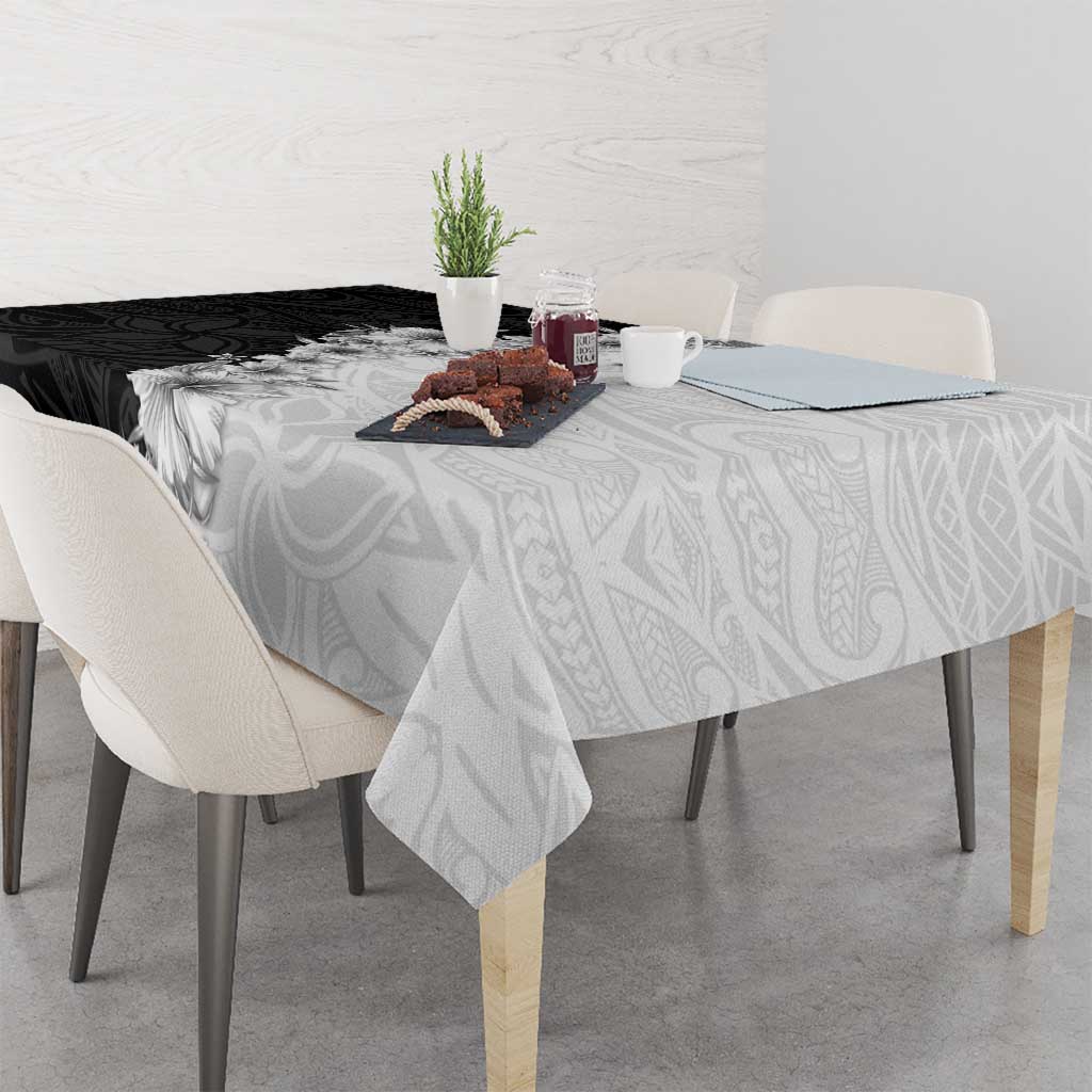 Hawaii Hibiscus Flowers Tablecloth Grayscale Polynesian Pattern LT05 - Polynesian Pride