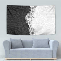 Hawaii Hibiscus Flowers Tapestry Grayscale Polynesian Pattern LT05 - Polynesian Pride