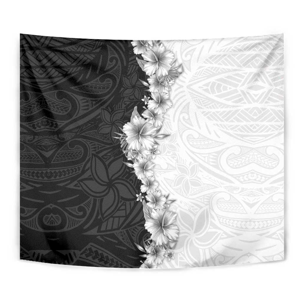 Hawaii Hibiscus Flowers Tapestry Grayscale Polynesian Pattern LT05 - Polynesian Pride