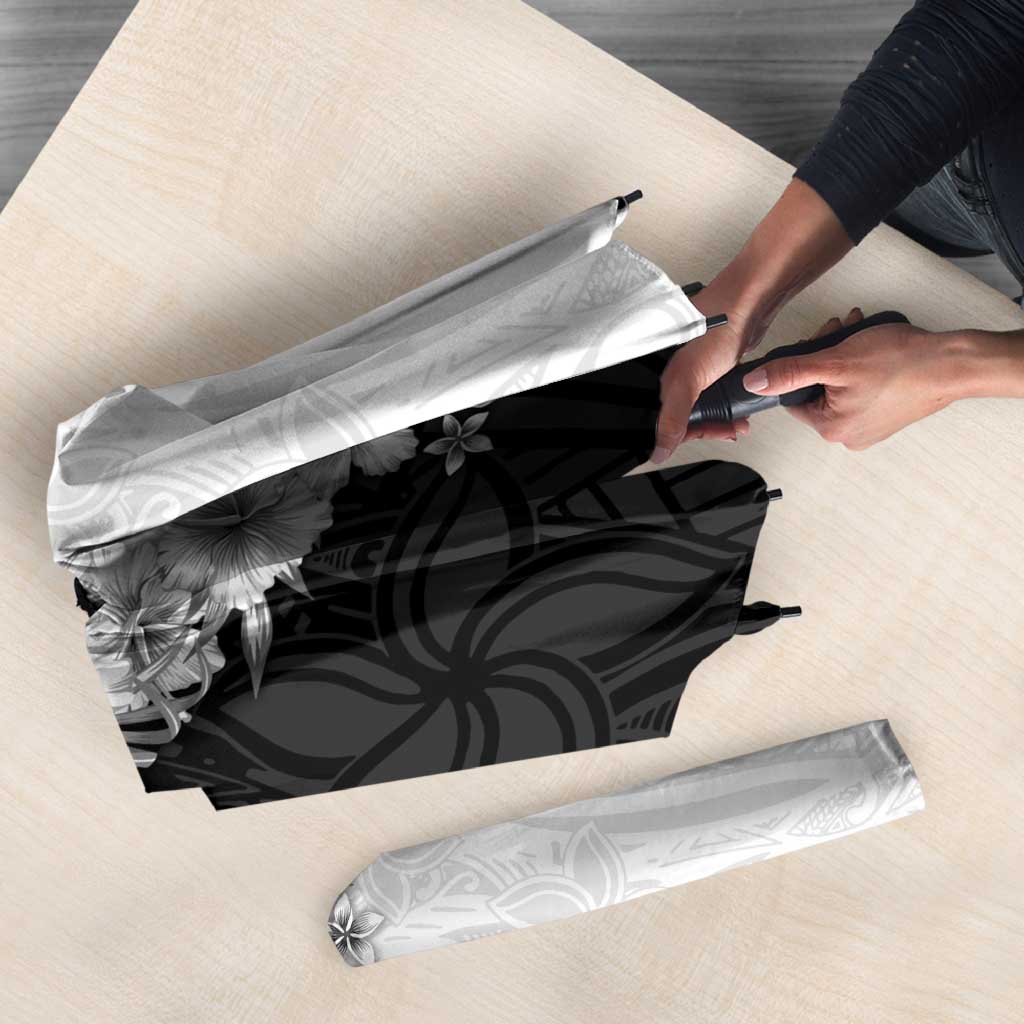Hawaii Hibiscus Flowers Umbrella Grayscale Polynesian Pattern LT05 - Polynesian Pride