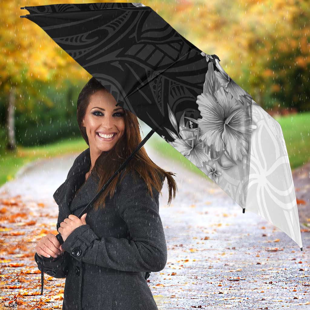 Hawaii Hibiscus Flowers Umbrella Grayscale Polynesian Pattern LT05 - Polynesian Pride