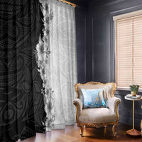 Hawaii Hibiscus Flowers Window Curtain Grayscale Polynesian Pattern