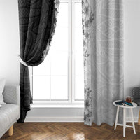 Hawaii Hibiscus Flowers Window Curtain Grayscale Polynesian Pattern